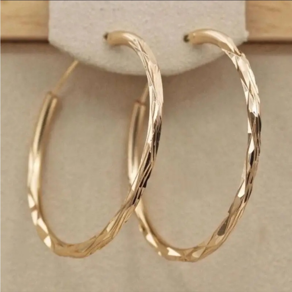 18k Gold Plated Vintage Boho Gold Hoop Earrings 16$